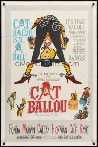 6y149 CAT BALLOU int'l 1sh '65 classic sexy cowgirl Jane Fonda, Lee Marvin, great artwork!