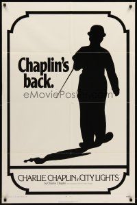 6y155 CITY LIGHTS 1sh R72 great silhouette of Charlie Chaplin!