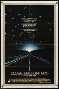 6y159 CLOSE ENCOUNTERS OF THE THIRD KIND silver border style 1sh '77 Spielberg's sci-fi classic!