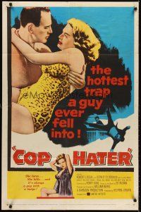 6y175 COP HATER 1sh '58 Ed McBain gritty film noir, the hottest trap a guy ever fell into!
