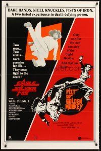 6y248 EAGLE VS. SILVER FOX/FIST OF GOLDEN MONKEY 1sh '83 martial arts action double bill!