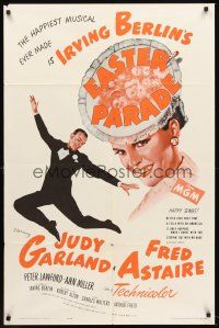 6y249 EASTER PARADE 1sh R62 art of Judy Garland & Fred Astaire, Irving Berlin musical