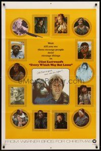 6y264 EVERY WHICH WAY BUT LOOSE teaser 1sh '78 Clint Eastwood & Clyde the orangutan, Sondra Locke!