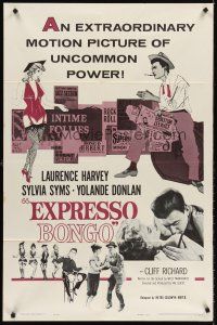 6y271 EXPRESSO BONGO 1sh '60 Laurence Harvey, Sylvia Syms, Val Guest, English beatniks!