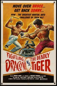 6y285 FIGHTING DRAGON VS. THE DEADLY TIGER 1sh '82 Bruce Liang, Yasuaki Kurada, cool kung-fu art!