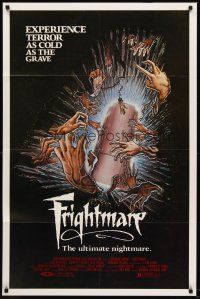 6y321 FRIGHTMARE 1sh '83 terror as cold as the grave, wild horror art of dismembered hands!