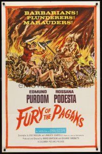 6y327 FURY OF THE PAGANS 1sh '62 La Furia dei Barbari, sword & sandal barbarians & plunderers!