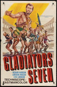 6y347 GLADIATORS SEVEN int'l 1sh '63 art of 7 Spartan warriors who fight with the fury of thousands!