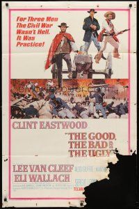 6y356 GOOD, THE BAD & THE UGLY 1sh '68 Clint Eastwood, Lee Van Cleef, Sergio Leone classic!