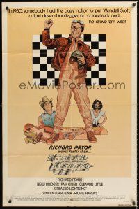 6y361 GREASED LIGHTNING 1sh '77 great art of race car driver Richard Pryor by Noble!