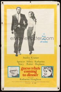 6y367 GUESS WHO'S COMING TO DINNER 1sh '67 Sidney Poitier, Spencer Tracy, Katharine Hepburn!