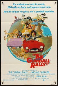 6y368 GUMBALL RALLY 1sh '76 Michael Sarrazin, wacky art of car racing around the world!