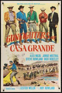6y371 GUNFIGHTERS OF CASA GRANDE 1sh '64 cool image of Alex Nicol, Jorge Mistral, & Steve Rowland!