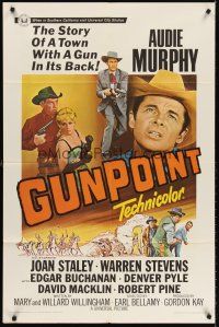 6y372 GUNPOINT 1sh '66 Audie Murphy in the story of a town with a gun in its back!