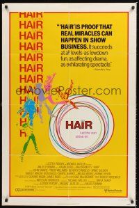 6y376 HAIR review style B3 1sh '79 Milos Forman, Treat Williams, musical, let the sun shine in!