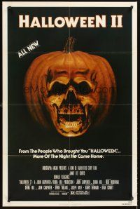 6y378 HALLOWEEN II 1sh '81 cool jack-o-lantern skull image, more of the night HE came home!