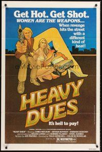 6y388 HEAVY DUES 1sh R77 art of sexy Barbara Bouchet & Christopher Mitchum by Larry Noble