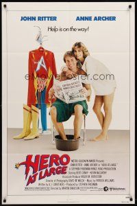 6y391 HERO AT LARGE 1sh '80 super hero wannabe John Ritter, Anne Archer