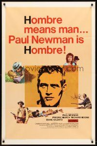 6y396 HOMBRE 1sh '66 Paul Newman, Martin Ritt, Fredric March, it means man!