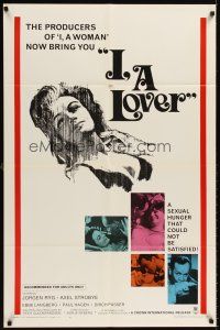 6y415 I A LOVER 1sh '68 Jessie Flaws had a sexual hunger that could not be satisfied!