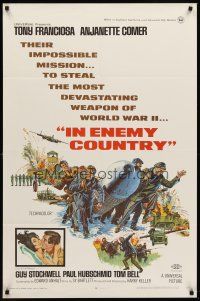 6y424 IN ENEMY COUNTRY 1sh '68 action art of Tony Franciosa & Ajanette Comer, WWII!