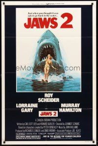 6y453 JAWS 2 1sh '78 just when you thought it was safe to go back in the water, art by Lou Feck!