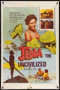 6y455 JEDDA THE UNCIVILIZED style A 1sh '56 art of half-naked Aborigine girl!