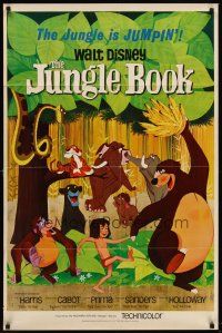 6y465 JUNGLE BOOK 1sh '67 Walt Disney cartoon classic, great image of Mowgli & friends!