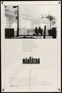 6y552 MANHATTAN style B 1sh '79 classic image of Woody Allen & Diane Keaton by bridge!