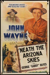 6y608 JOHN WAYNE stock 1sh '40s image of John Wayne, Gabby Hayes, Neath The Arizona Skies