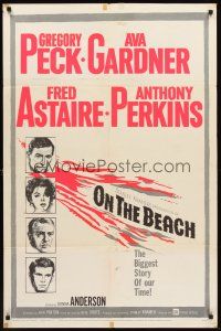 6y642 ON THE BEACH 1sh '59 art of Gregory Peck, Ava Gardner, Fred Astaire & Anthony Perkins!