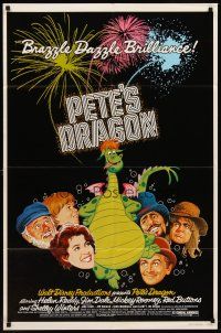 6y672 PETE'S DRAGON 1sh '77 Walt Disney, Helen Reddy, colorful art of cast w/Pete!