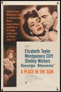 6y677 PLACE IN THE SUN 1sh R59 Montgomery Clift, sexy Elizabeth Taylor, Shelley Winters