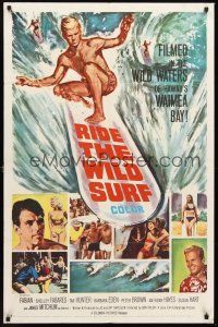 6y729 RIDE THE WILD SURF 1sh '64 Fabian, ultimate poster for surfers to display on their wall!