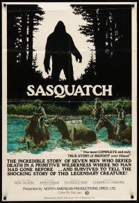 6y753 SASQUATCH 1sh '78 cool art of men searching for Bigfoot in the woods by Marv Boggs!