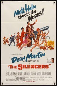 6y790 SILENCERS 1sh '66 outrageous sexy phallic imagery of Dean Martin & the Slaygirls!