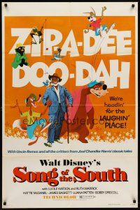 6y819 SONG OF THE SOUTH 1sh R73 Walt Disney, Uncle Remus, Br'er Rabbit, Fox & Bear!