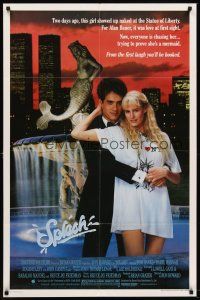6y830 SPLASH 1sh '84 Tom Hanks loves mermaid Daryl Hannah in New York City under Twin Towers!