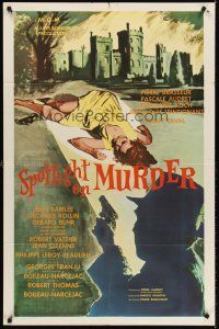 6y831 SPOTLIGHT ON MURDER 1sh '61 Georges Franju, French, really cool noir artwork!