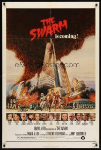 6y854 SWARM style B 1sh '78 directed by Irwin Allen, cool art of killer bee attack by C.W. Taylor!