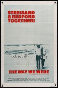 6y967 WAY WE WERE int'l 1sh '73 Barbra Streisand & Robert Redford walk on the beach!