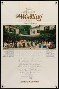 6y970 WEDDING teaser 1sh '78 Robert Altman, Carol Burnett, Mia Farrow, cast portrait!