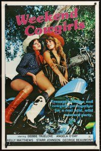 6y972 WEEKEND COWGIRLS 1sh '83 Ray Dennis Steckler, Debbie Truelove, sexy girls on Harley!