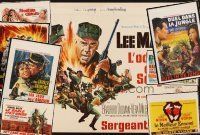 7a044 LOT OF 8 UNFOLDED & FORMERLY FOLDED BELGIAN POSTERS FOR AMERICAN & ENGLISH WAR MOVIES '60s