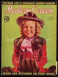 7a134 MODERN SCREEN magazine February 1938 art of cute smiling Shirley Temple by Earl Christy!