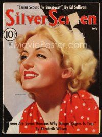7a121 SILVER SCREEN magazine July 1935 art of sexy Carole Lombard by Marland Stone!