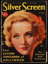7a110 SILVER SCREEN magazine September 1931 artwork of Marlene Dietrich by John Rolston Clarke!
