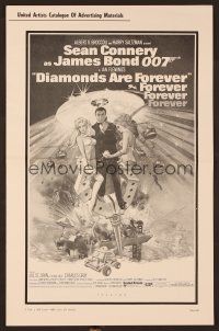 7a407 DIAMONDS ARE FOREVER pressbook '71 art of Sean Connery as James Bond by Robert McGinnis!