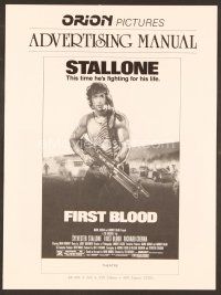7a425 FIRST BLOOD pressbook '82 artwork of Sylvester Stallone as John Rambo!