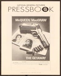7a429 GETAWAY pressbook '72 Steve McQueen, Ali McGraw, Sam Peckinpah, cool gun & passports images!